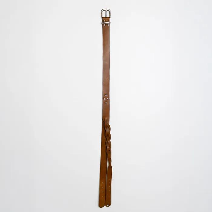 Layered Weaving Leather Belt ( Brown )