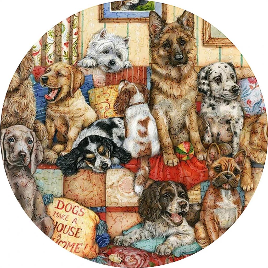 Round Draw Unique Wooden Puzzles for Educational Toys Adults Puzzles Games Wooden Jigsaw Home Decor Crafts Gift