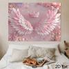 2D Plane Summer New Light Pink Angel Wings Crown Floral Background Fabric Polyester Fabric Birthday Party