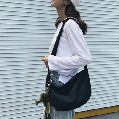 Yousheng Women Crossbody Bag Canvas Large Capacity Portable Solid Color Female Single Shoulder Messenger Bag Shopping Use