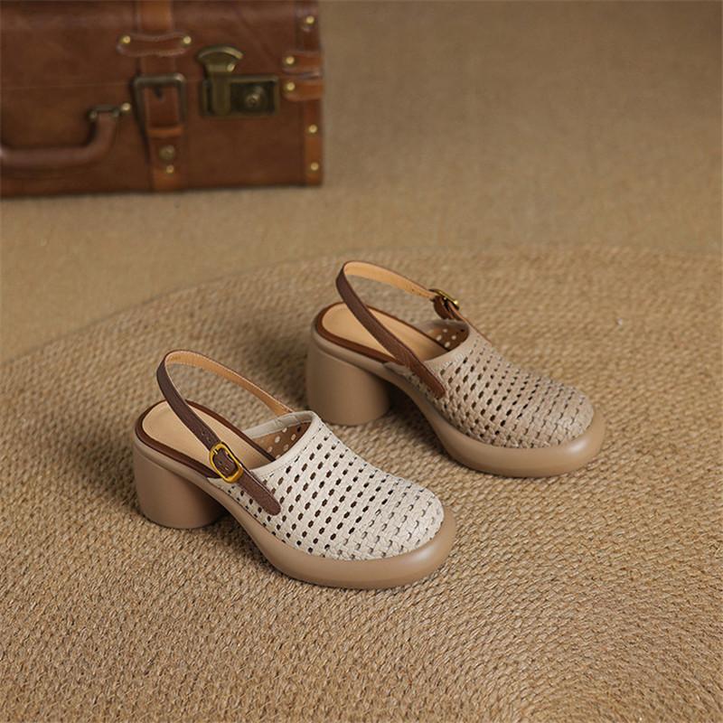 Fashion New Sheepskin Summer Sandals Cover Toe Sandals for Women High Heels Fashion Hollow Out Sandal Platform Shoes Ladies Shoes