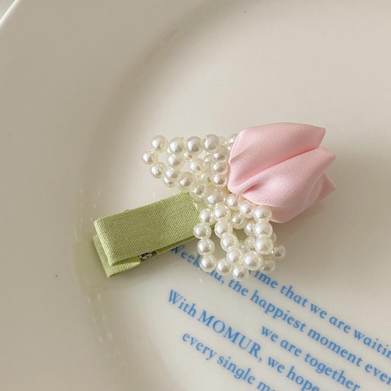 Gentle Diary~ Tulip Pearl Hairpin Fairy Mori Fairy Beauty Premium Sense Niche Bangs Side Headdress Hairpin