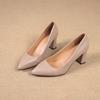 Slip-on Single Shoes Autumn New Pointed Toe Shallow Mouth Non-slip Block Heel Pumps