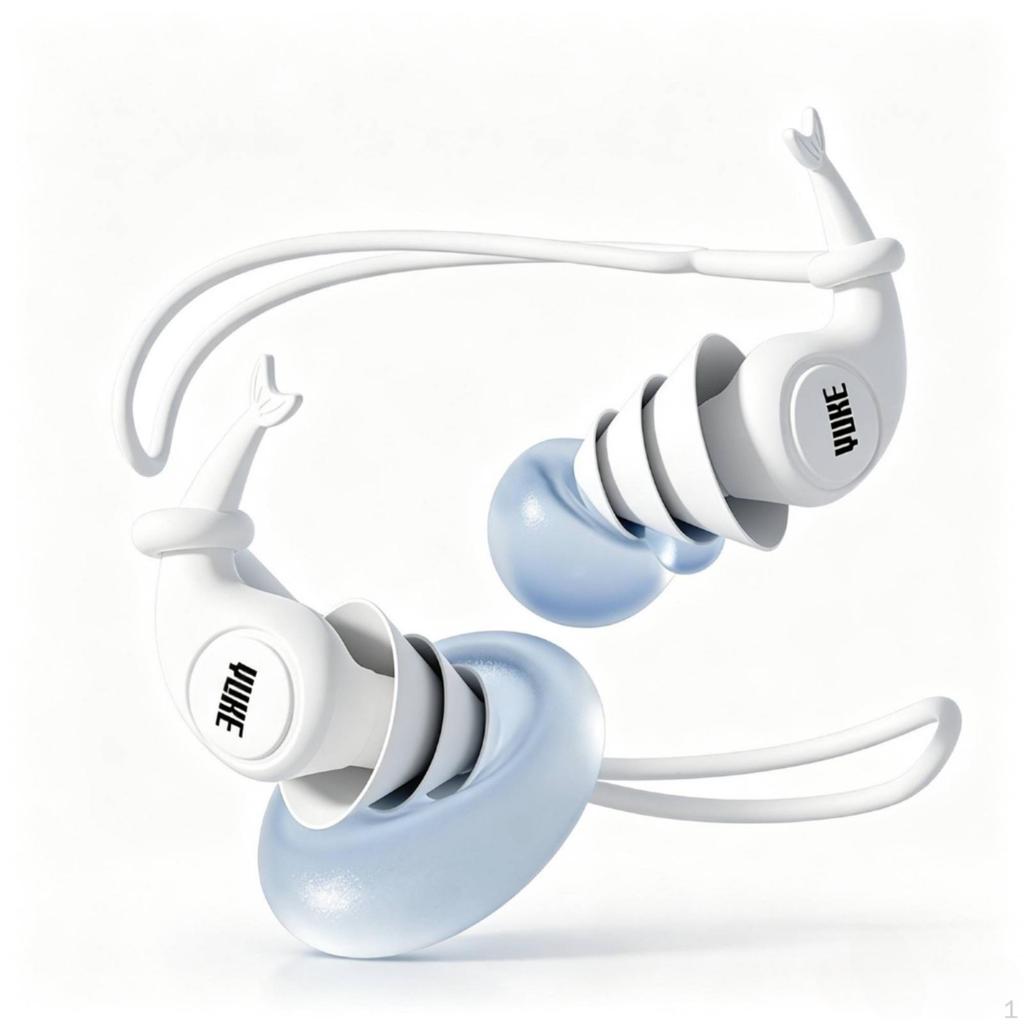 Swimming Earplugs with Cord Waterproof Swim Soft Silicone Flanged Earplug for