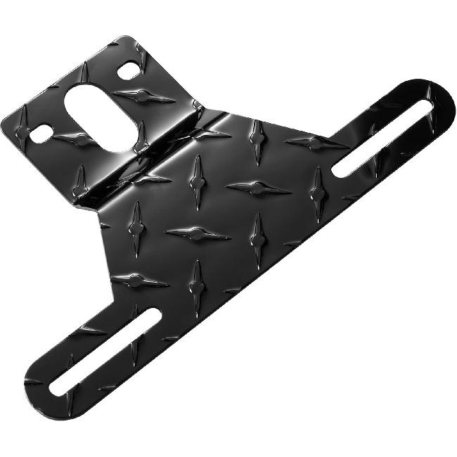 CZC AUTO Aluminum Trailer License Plate Light Bracket With Light Mount Hole For Trailers Trucks (Black)