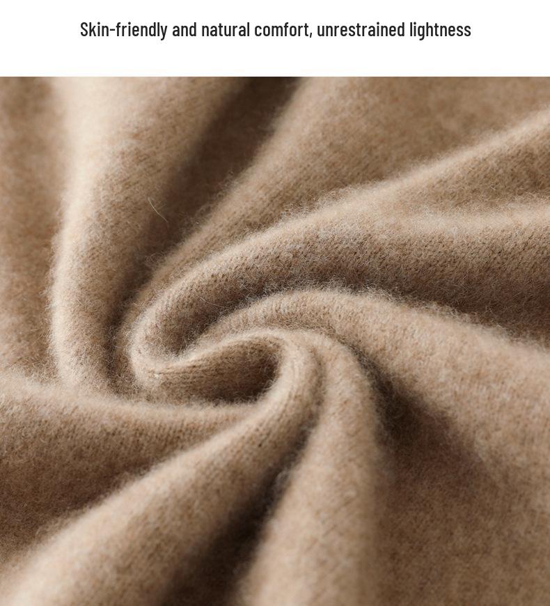 Men's 100% Pure Wool Half-High Collar Thick Knit Pullover Sweater