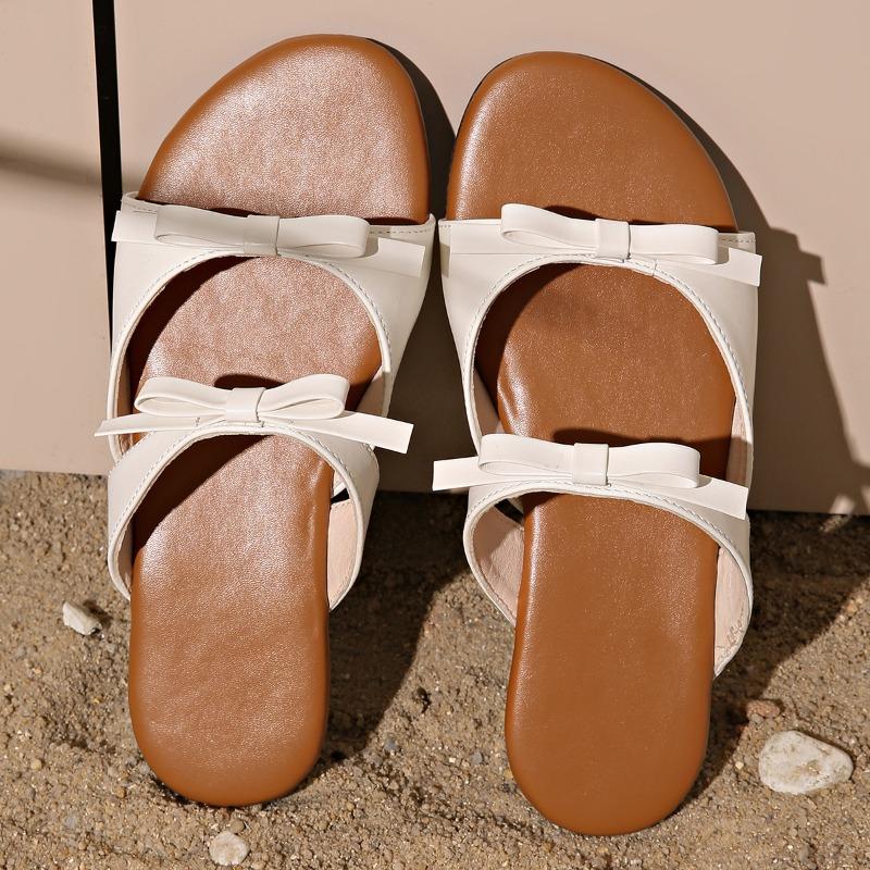 N Nü Age Reduction Bow Flat Slippers Summer Fashion Casual Lightweight Outdoor Sandals