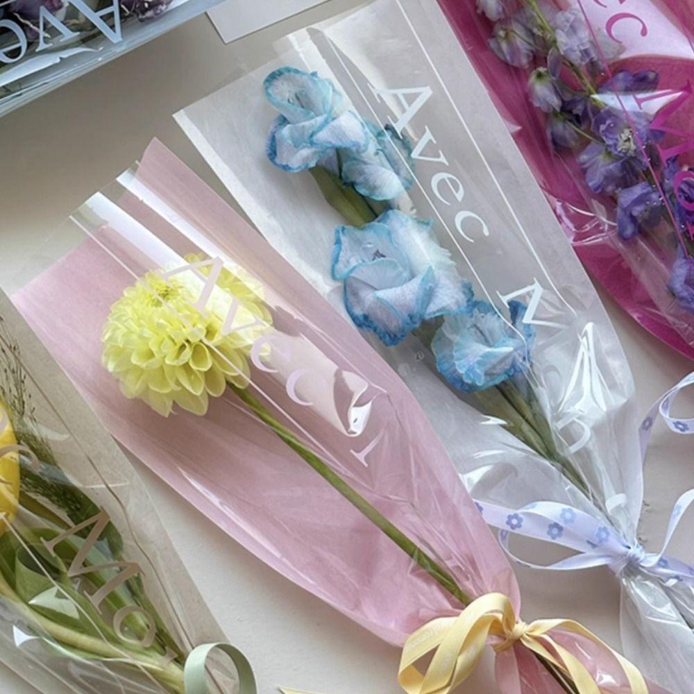 20PCS Handmade DIY Rose Bouquet Packaging Bag Cellophane Flower Wrapping Bag Mother's Day