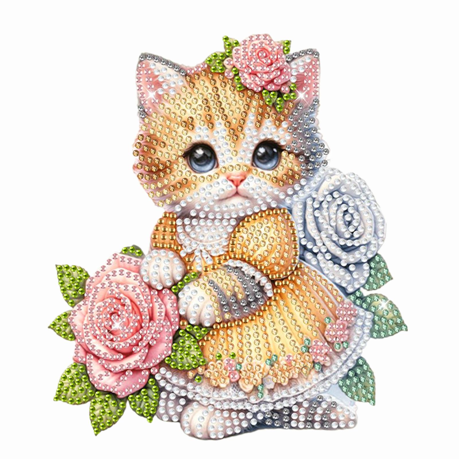 

Акриловый качающийся головой кот и цветок, набор для настольных украшений для алмазной живописи, настольные декоры для алмазной живописи для взрослых, начинающих
