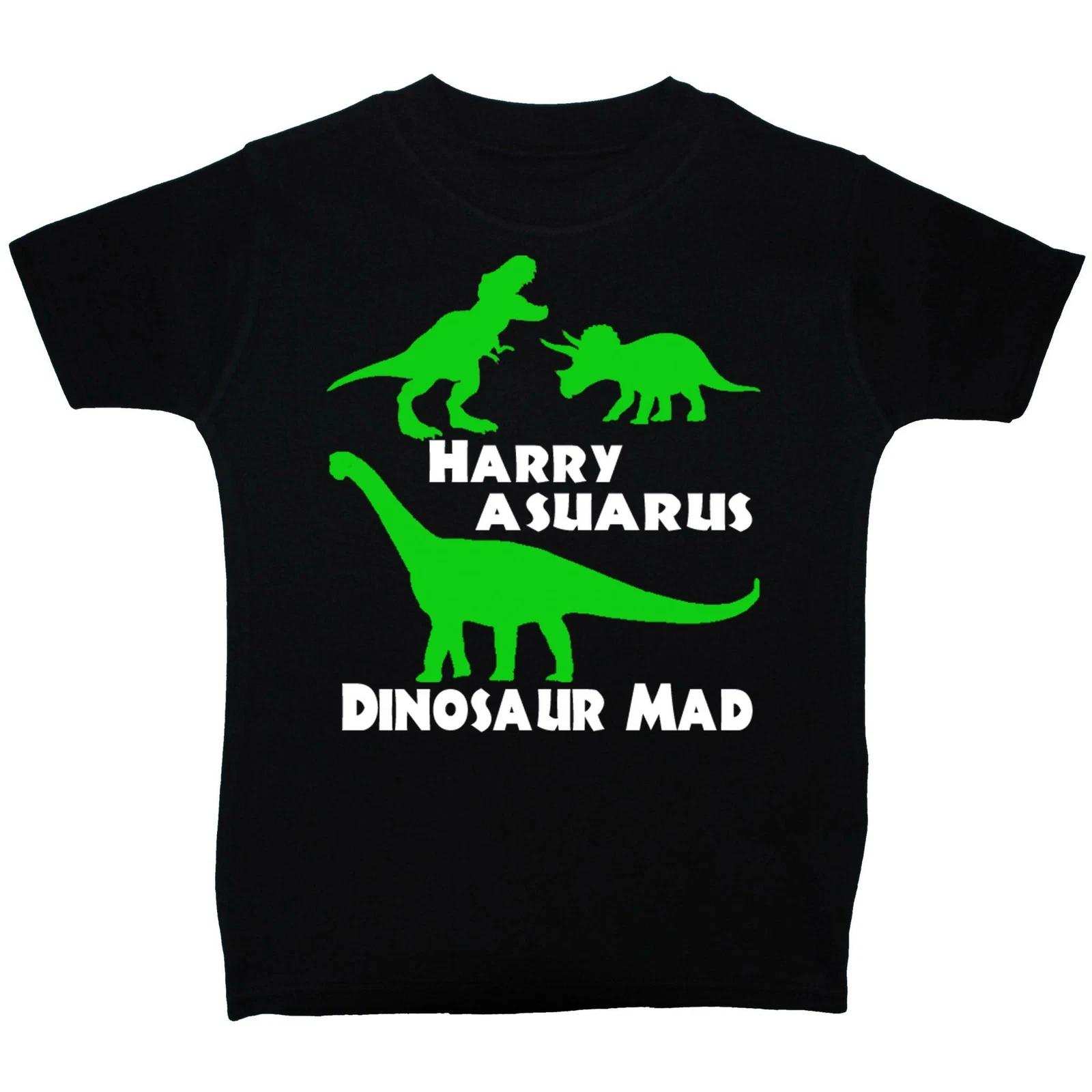Personalised Name-Asuarus Dinosaur Mad Baby, Children T-Shirt, Top T-Rex 110