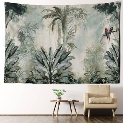 Peinture à l'huile tropicale Forêt Tapisserie murale à suspendre Abstrait Bohème Mystique Sorcellerie Hippie Esthétique Chambre Décoration d'intérieur