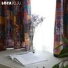 1PC LOZUJOJU Bohemian Retro Ethnic Style Cotton Linen Printed Semi Blackout Curtains for Small Window Kitchen Bedroom Living Room Balcony Home Decor