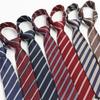 Women's JK Academy No-Iron Red/Brown Striped Shirt with Blue Hand-Tied Coffee-Colored Tie