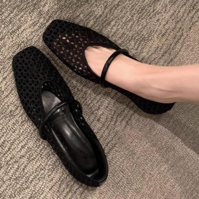 

Модные плетеные сетчатые балетки женские сандалии модные летние повседневные туфли 2025 дизайнерские сексуальные дышащие кроссовки новые тренды zapatillas 35 чёрный