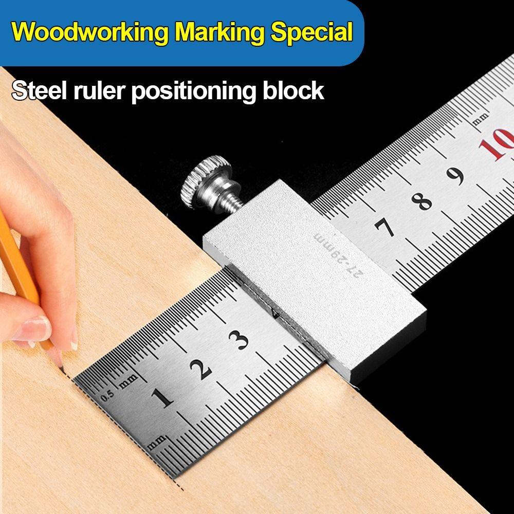 Accurate Positioning Marking Gauge Metal Straight Ruler Steel Ruler Slide Stop Carpentry Work