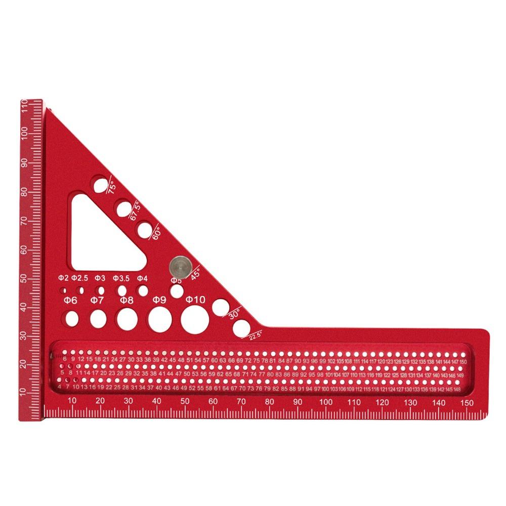 22.5-90 Degree Aluminum Alloy Woodworking Square 45/90° Angle Measuring Ruler Woodworking