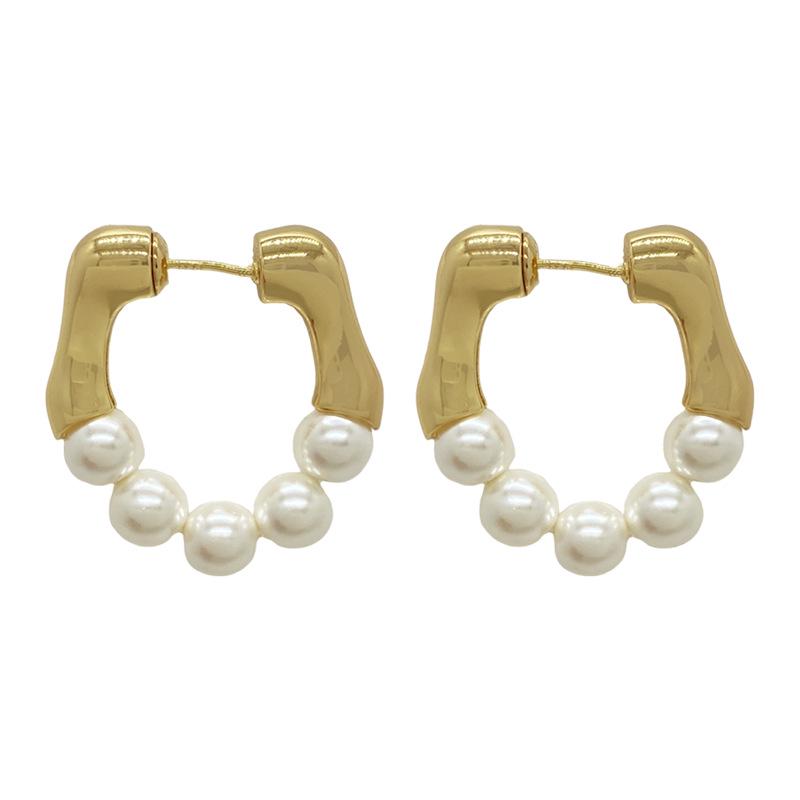 Elegant Retro French Pearl Earrings - Light Luxury Front and Back Wear Hoops for Gentle Fairy Style