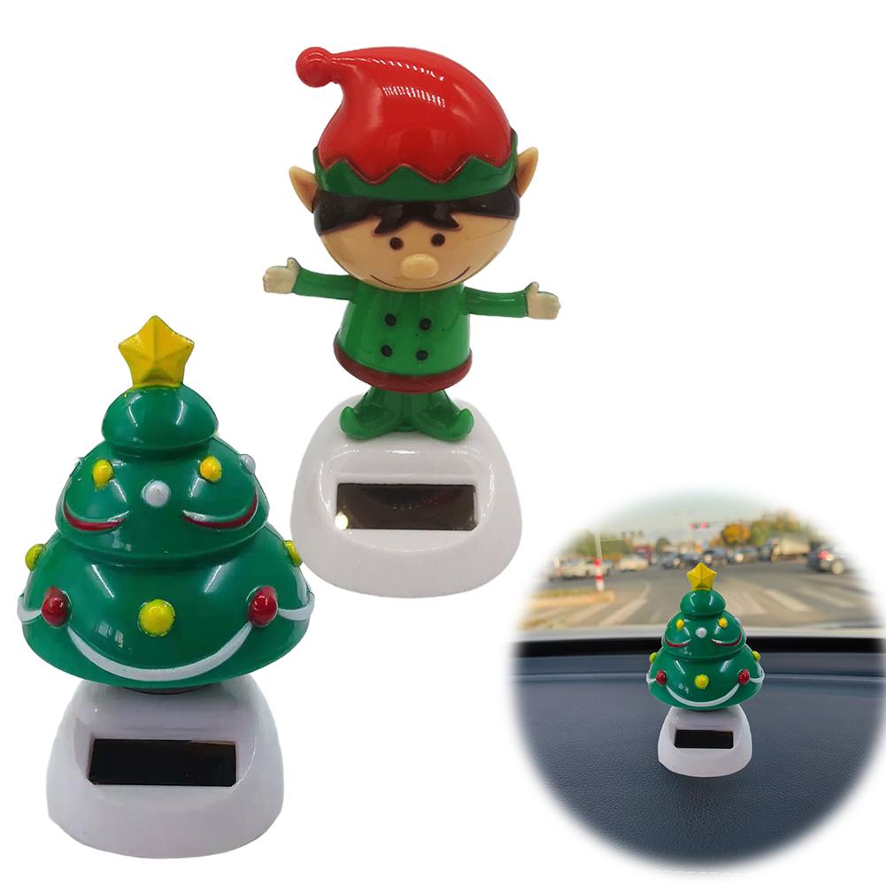 NEW Christmas Series Swinging Solar Doll Christmas Tree Snowman Santa Claus Elk Funny Car Ornament Automatic Swing Car Interior