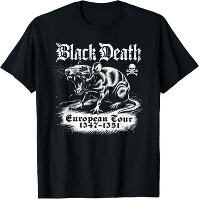 Czarna Śmierć Europejska Trasa, Szczur Plagowy Średniowieczna Historia Goth Koszulka