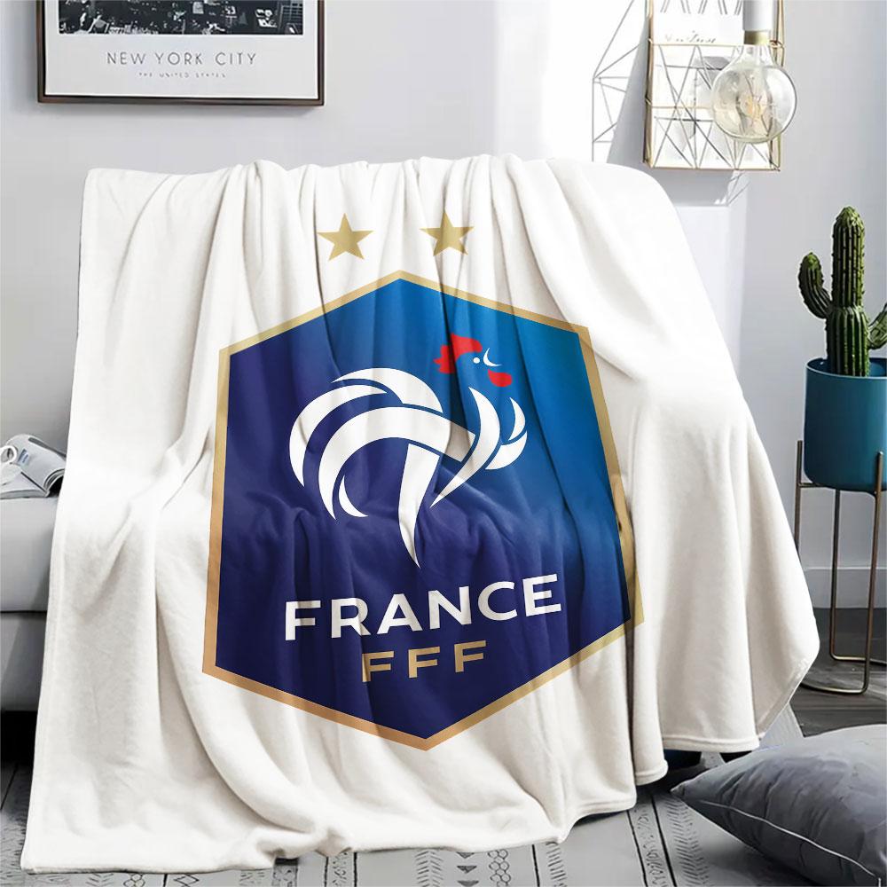 France football logo Printed Flannel Blanket, soft throw for bedroom sofa, washable,soccer fan merchandise, great gift.