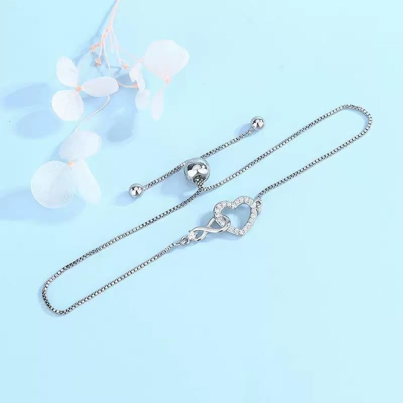 925 Sterling Silver Heart Zircon Hand Bracelets For Women Korean Luxury Designer Jewelry Accessories Jewellery