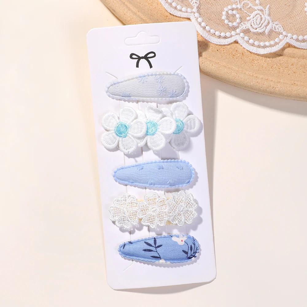 New 5Pcs BB Clips Set for Kids Hair Accessories Sweet Printe Hairbangs Hairclip Girls Barrette Ins Style Daisy Hairpin Ornaments