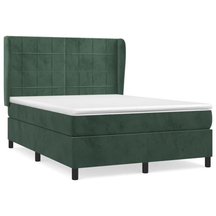 3129216 vidaXL Divan Bed and Mattress Dark Green 140x200cm Velvet