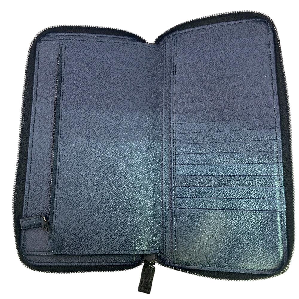 PRADA 2ML220 Logo Organizer Travel Case Passbook Case Witte Loglein leather Purse black leather Used