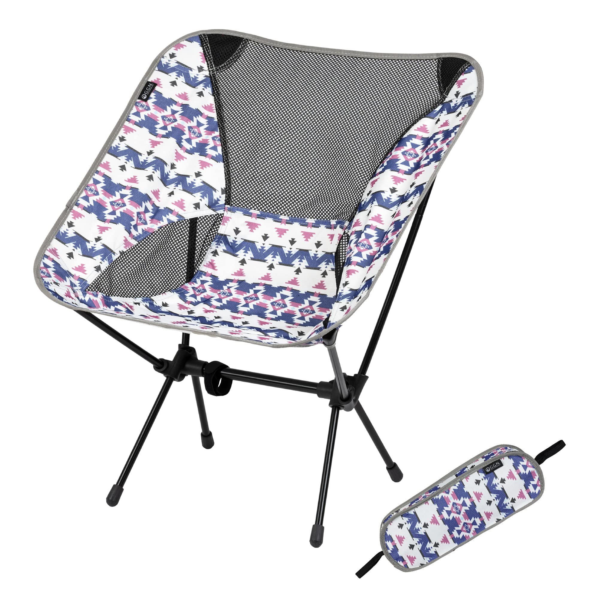 

[Amazon.co.jp Exclusive] GGN Camping Chair, Outdoor Folding Chair, Compact, Lightweight, Low Chair, Purple and Blue Patterns, Indian Style