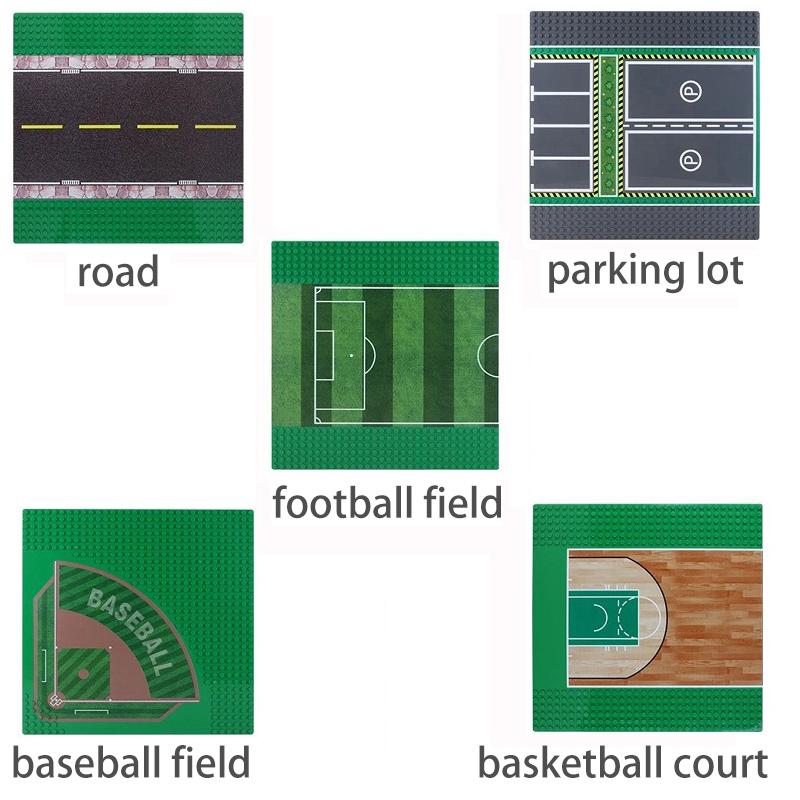By Street View Road BasePlate Byggeklosser 32*32 Prikker Klosser DIY Leker Parkeringsplass Fotball Basketballbane Mini Murstein