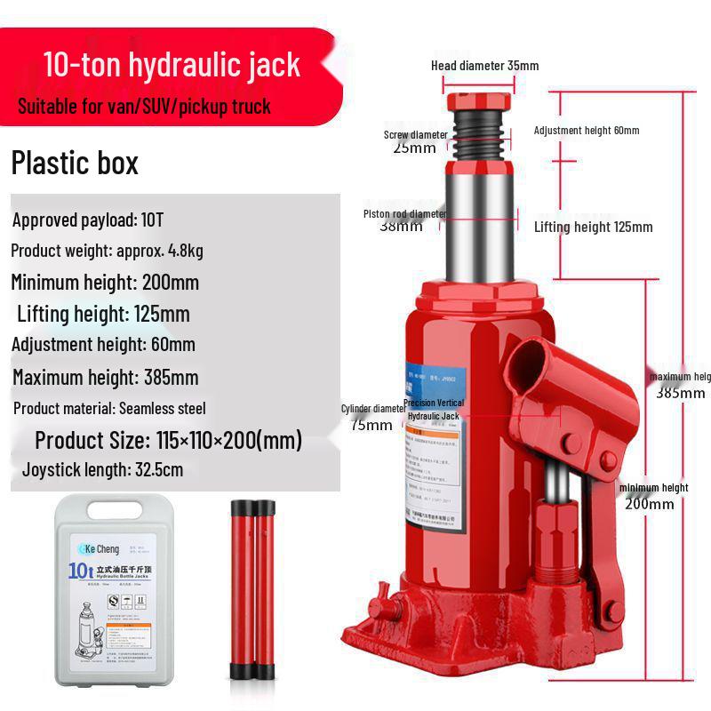 2-Ton Vertical Hydraulic Bottle Jack for Small Cars, Off-road SUVs, and Vans