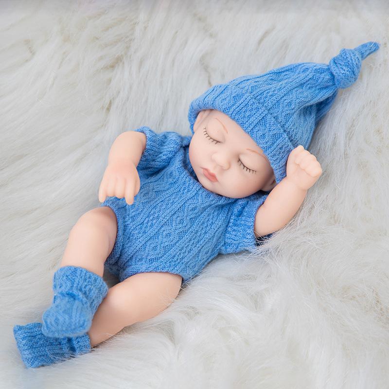 7-inch Simulation Reborn Doll Sleeping with Eyes Closed Palm Dolls Soft and Pinchable Waterproof Vinyl Beibei Doll Cute Mini Girl's Birthday Gift
