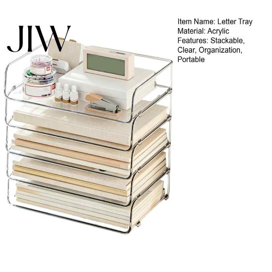 Clear Plastic Storage Bin Paper Organizer Letter Tray, Acrylic Stackable Desk File Organizer, Office Supplies Holder Sorter for Documents, Files,