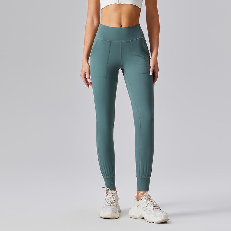 Women's High-Waist Seamless Yoga Pants with Pockets - Peach Lift, Non-Slip, High Elasticity