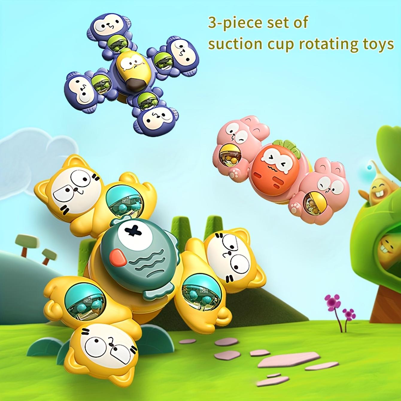 

Набор из 3 шт. Детская игрушка-спиннер на присоске, вращающаяся на 360°, суперсила присоски, погремушка, милый мультяшный дизайн животного, развивающая игрушка, подходит