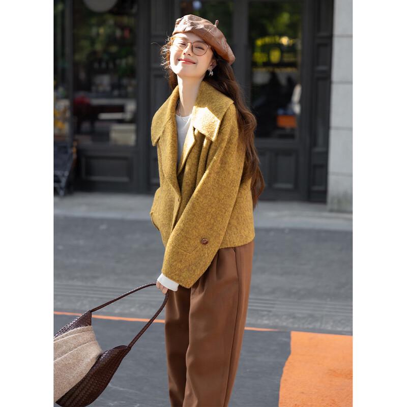 MokaNa Women's Elegant Winter Wool Blend Short Coat