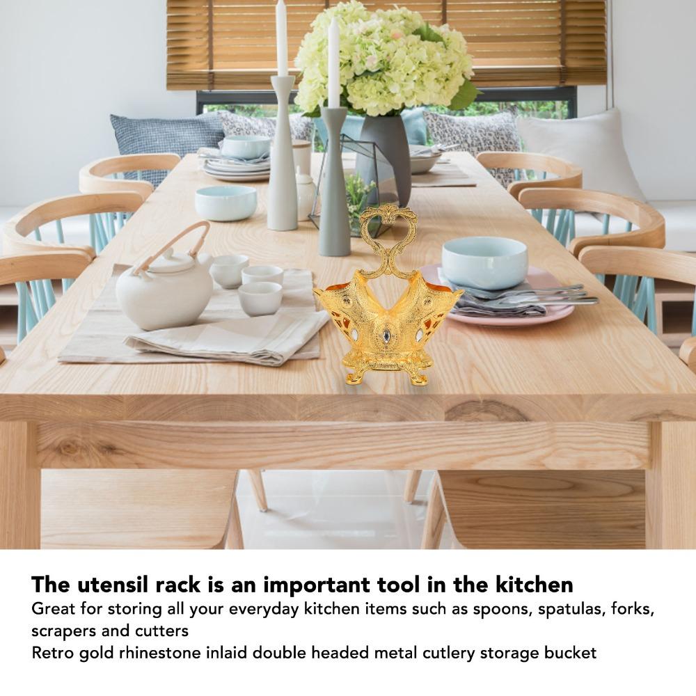 Zinc Alloy Kitchen Utensil Organizer Countertop Silverware Storage Holder Dining Table Decoration
