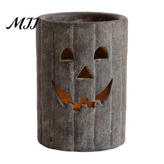 Vintage Style Pumpkin Light Bases Halloween Candle Holder, Resin Hollow Candlestick, Country Decorative Candlestick for LED Lamps Lantern