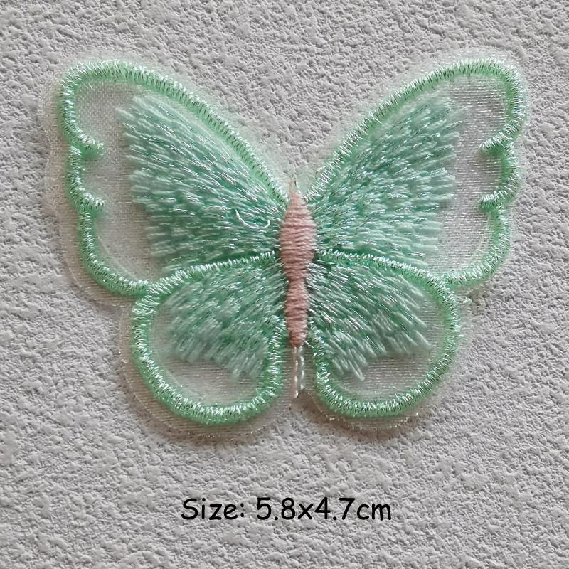 Полноцветная бабочка, термонаклейка, модная вышивка, термонашивка, аксессуар для одежды, ткань «сделай сам», теплопередача 5.8x4.7 cm