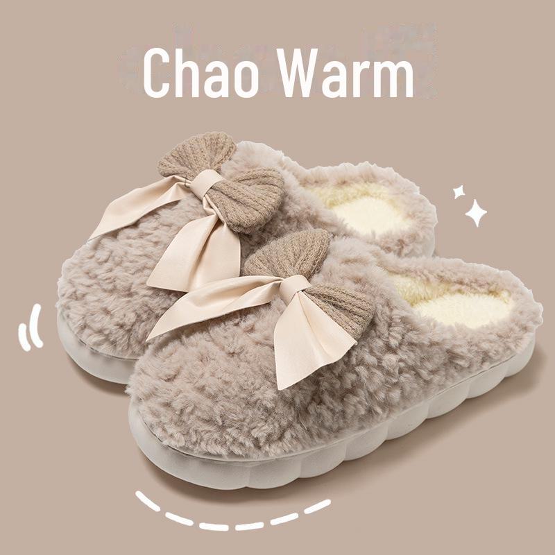 Women Polka-dot Cotton Slippers Cozy Home Shoes for Autumn and Winter