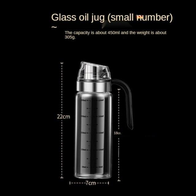 Olive Oil Glass Dispenser Condiment Bottle Leakproof Vinegar Soy Sauce Container Gravity Opening And Closing Kitchen Cruet