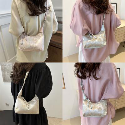 Chinese Style Crossbody Bag for Women Fashion Handbag Purses Sweet Shoulder Bag Clutch Purse with Zipper Closure Gifts