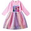 Kids Girls Anime Cartoon K-Pop Rumi Zoey Mira Print Long Sleeves Cotton Casual Sequins Rainbow Dress