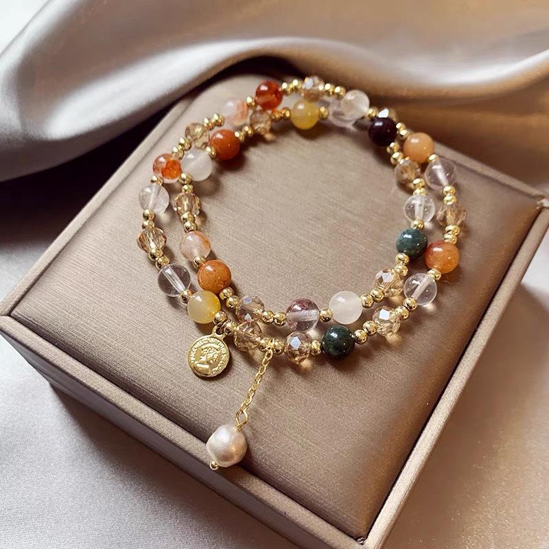Elegant Crystal Flower Pearl Bracelet - Light Luxury Whitening Jewelry