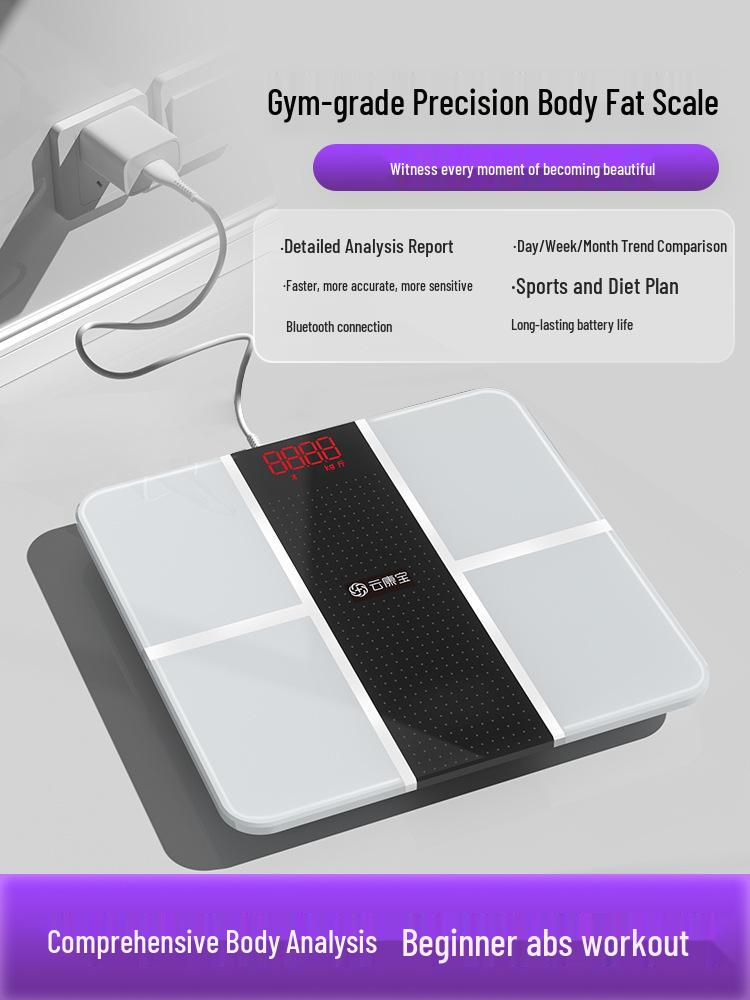 Yun Kang Bao Smart Bluetooth WiFi Body Fat Scale with Eight Electrodes for Accurate Household Measurement