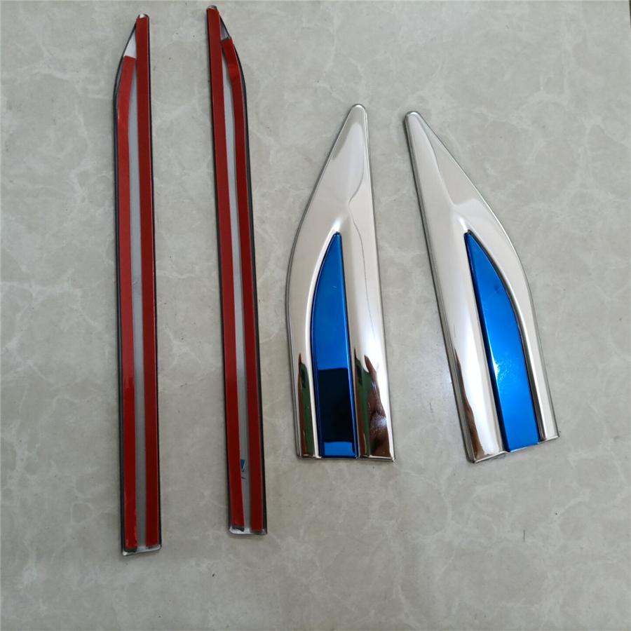 Universal 4Pcs Stainless Steel Car Side Body Fender Trims Decoration Mirror polishing