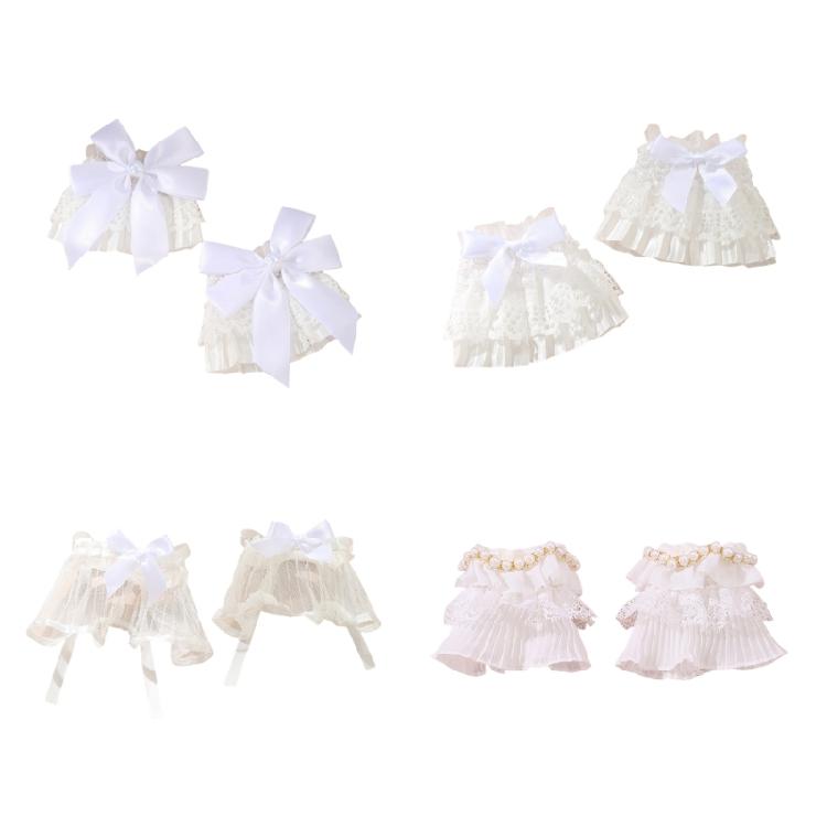 Lace Wrist Cuffs Pair for Historical Costume Parties Decorative Bowknot Lace Wristband for Cosplay and Fashion