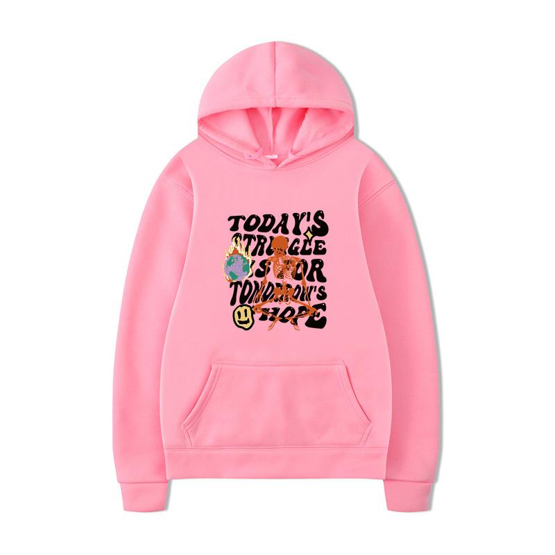 Textual Skeleton Hoodies Print Fashion Sweatshirt Hip Hop Casual Unisex Autumn Winter Fleece Streetwear Tops