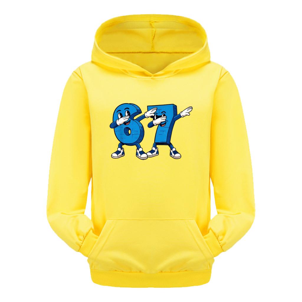 5226 Kinder Jungen Mädchen Steal a Brainrot 67 Six Seven Bedruckter Freizeit-Langarm-Hoodie Top