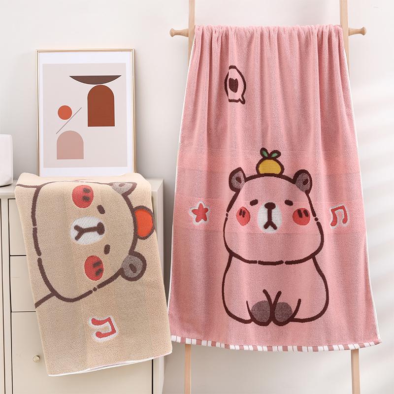 Luxury Yarn-Dyed Jacquard Cotton Bath Towel - Soft, Absorbent, Thick, and Large